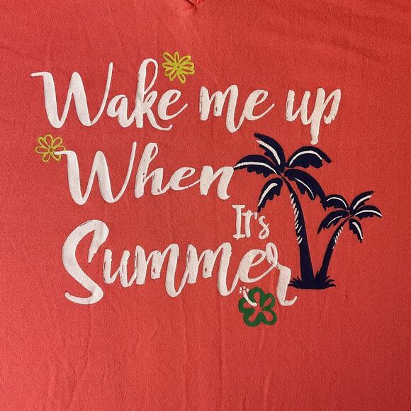 Cuddl Duds Women Shirt M Coral PulloverGraphic Print Wake Me Up When It’s Summer - Picture 5 of 6